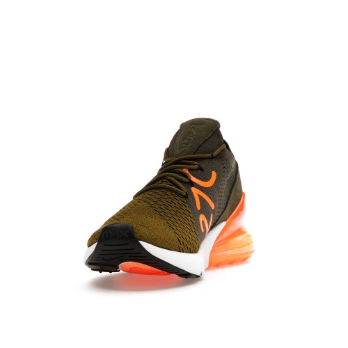 Кроссы Nike Air Max 270 Flyknit Olive Flak Total Orange - мужская сетка размеров