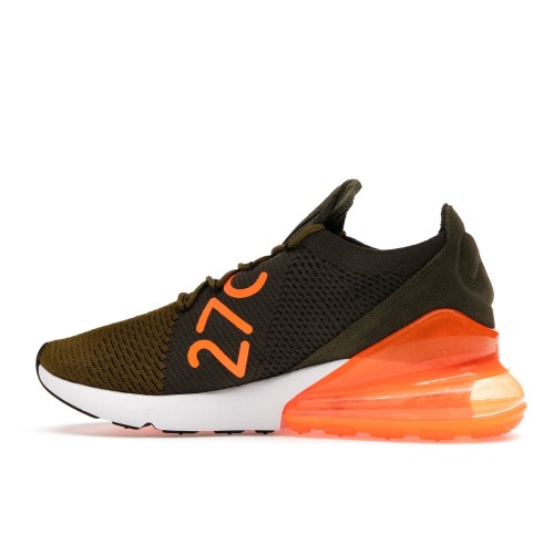 Кроссы Nike Air Max 270 Flyknit Olive Flak Total Orange - мужская сетка размеров