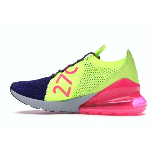 Кроссы Nike Air Max 270 Flyknit Regency Purple Volt - мужская сетка размеров