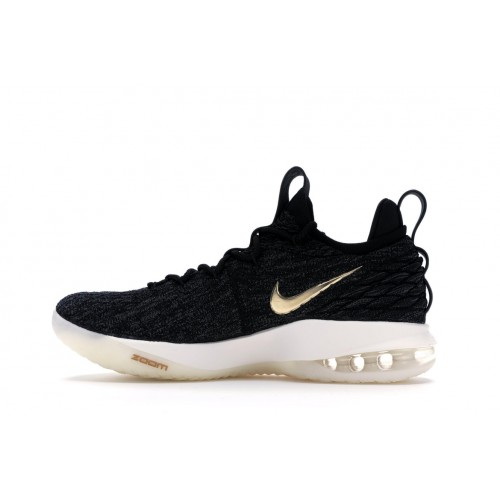 Кроссы Nike LeBron 15 Low Black Gold - мужская сетка размеров