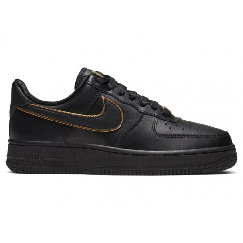 Кроссы Nike Air Force 1 Low Black Gold Swoosh - мужская сетка размеров