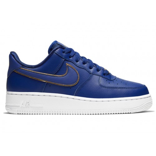 Кроссы Nike Air Force 1 Low Blue Gold Swoosh (W) - женская сетка размеров