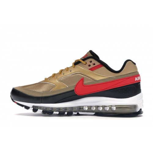 Кроссы Nike Air Max 97 BW Metallic Gold University Red Black - мужская сетка размеров