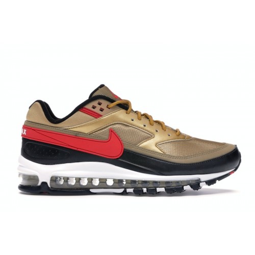 Кроссы Nike Air Max 97 BW Metallic Gold University Red Black - мужская сетка размеров