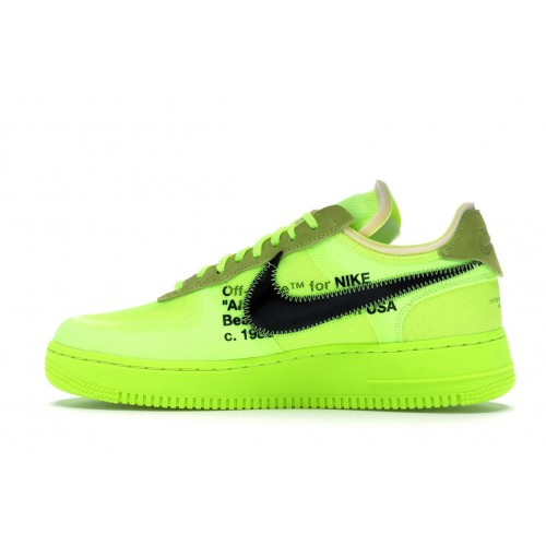 Кроссы Nike Air Force 1 Low Off-White Volt - мужская сетка размеров