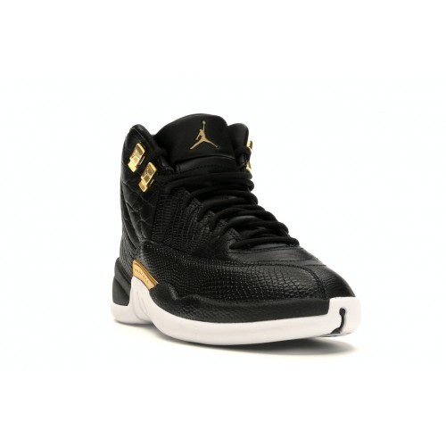 Кроссы Jordan 12 Retro Black Metallic Gold White (W) - женская сетка размеров