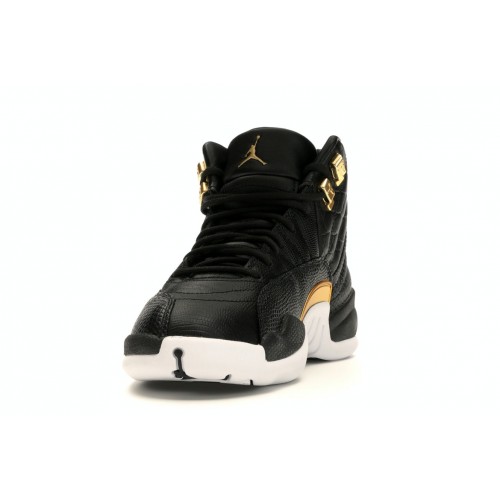 Кроссы Jordan 12 Retro Black Metallic Gold White (W) - женская сетка размеров