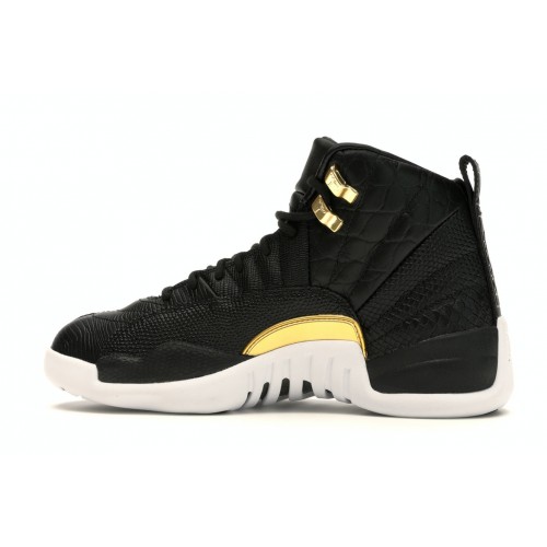 Кроссы Jordan 12 Retro Black Metallic Gold White (W) - женская сетка размеров