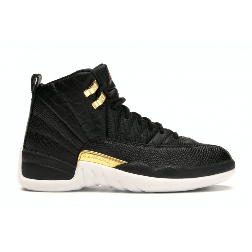 Кроссы Jordan 12 Retro Black Metallic Gold White (W) - женская сетка размеров