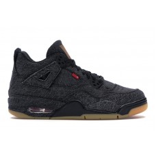 Подростковые кроссовки Jordan 4 Retro Levis Black (GS) (Blank Tag)