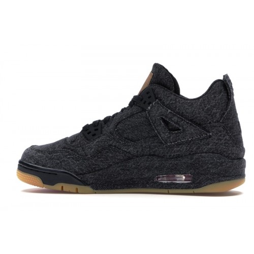 Кроссы Jordan 4 Retro Levis Black (GS) (Blank Tag) - подростковая сетка размеров
