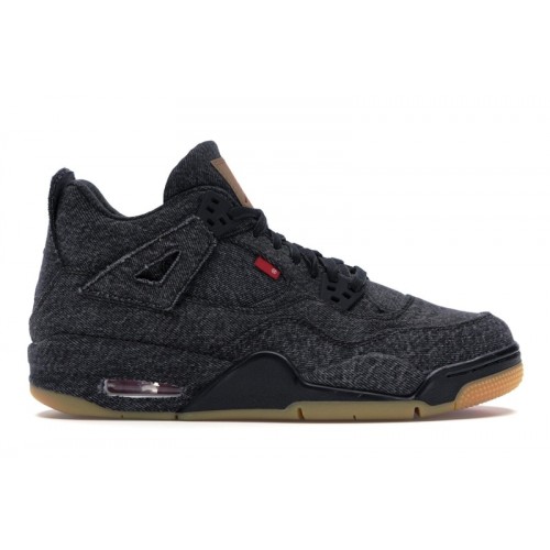 Кроссы Jordan 4 Retro Levis Black (GS) (Blank Tag) - подростковая сетка размеров