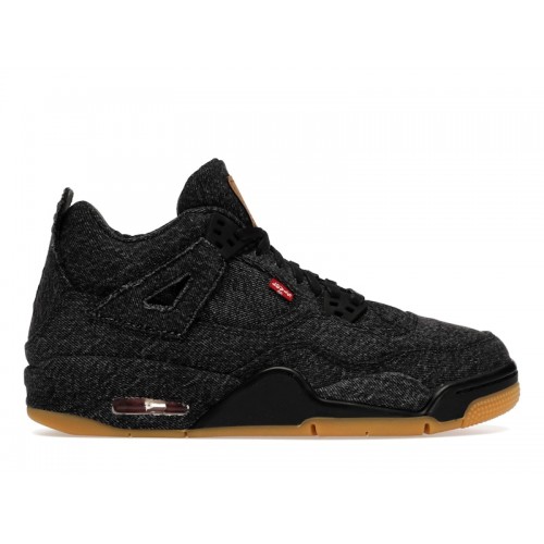 Кроссы Jordan 4 Retro Levis Black (GS) (Levis Tag) - подростковая сетка размеров