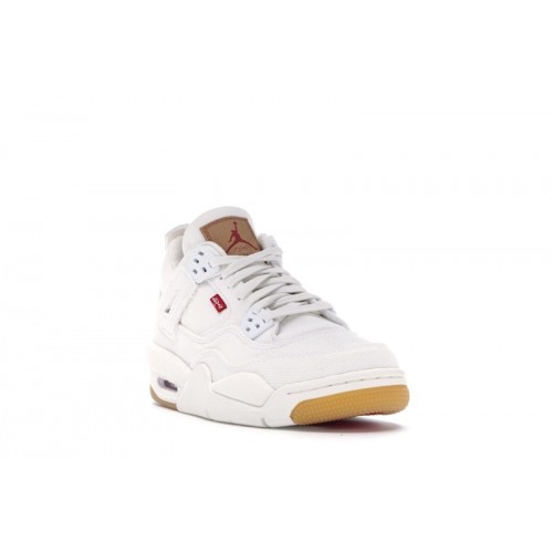 Кроссы Jordan 4 Retro Levis White (GS) (Levis Tag) - подростковая сетка размеров