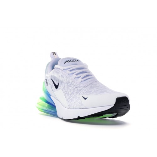 Кроссы Nike Air Max 270 White Lime Blast Photo Blue - мужская сетка размеров