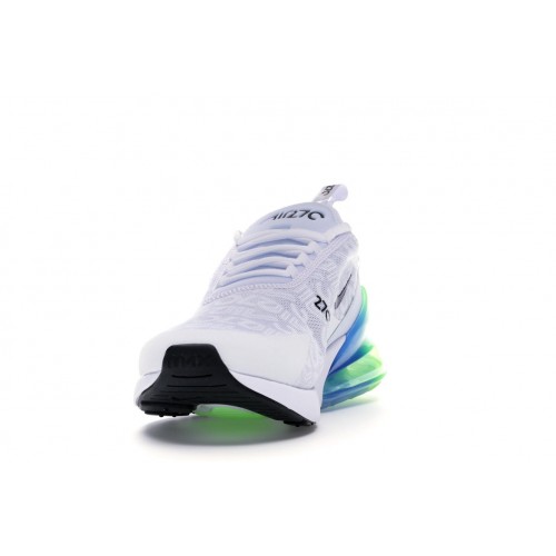 Кроссы Nike Air Max 270 White Lime Blast Photo Blue - мужская сетка размеров