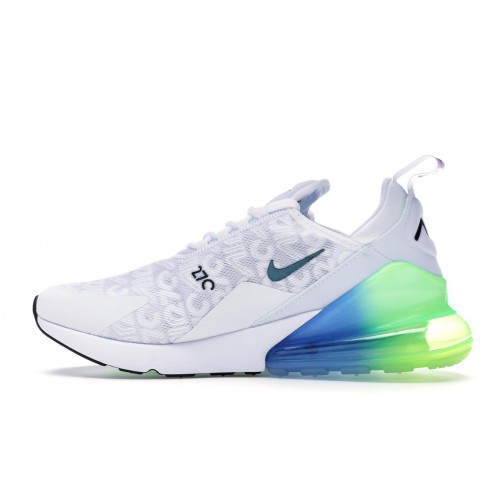 Кроссы Nike Air Max 270 White Lime Blast Photo Blue - мужская сетка размеров