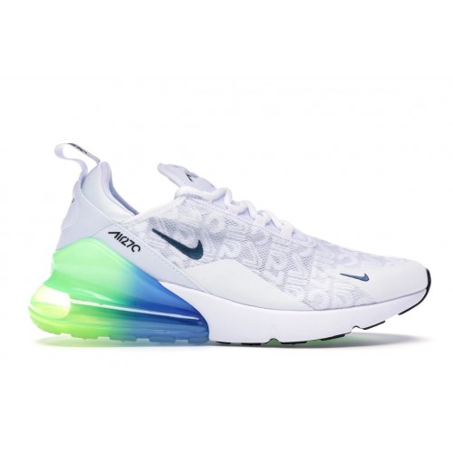 Кроссы Nike Air Max 270 White Lime Blast Photo Blue - мужская сетка размеров