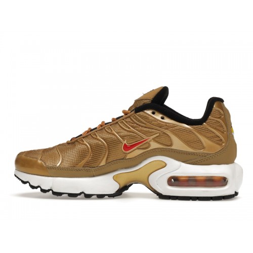 Кроссы Nike Air Max Plus Metallic Gold (2018) (GS) - подростковая сетка размеров