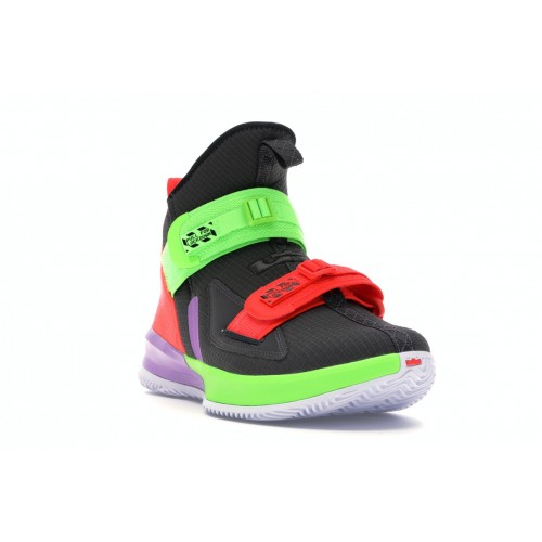 Кроссы Nike LeBron Soldier 13 Thunder Grey Bright Crimson Electric Green - мужская сетка размеров
