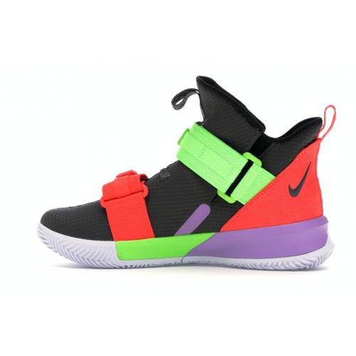 Кроссы Nike LeBron Soldier 13 Thunder Grey Bright Crimson Electric Green - мужская сетка размеров