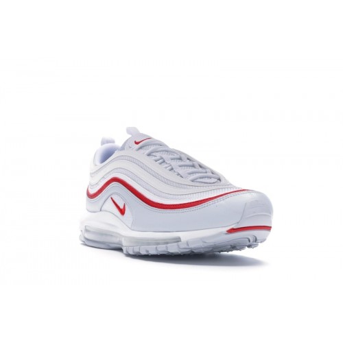 Кроссы Nike Air Max 97 White Pure Platinum University Red - мужская сетка размеров