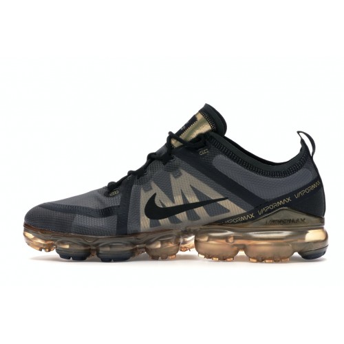 Кроссы Nike Air VaporMax 2019 Black Metallic Gold - мужская сетка размеров