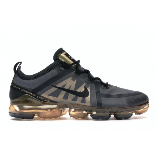 Кроссы Nike Air VaporMax 2019 Black Metallic Gold - мужская сетка размеров