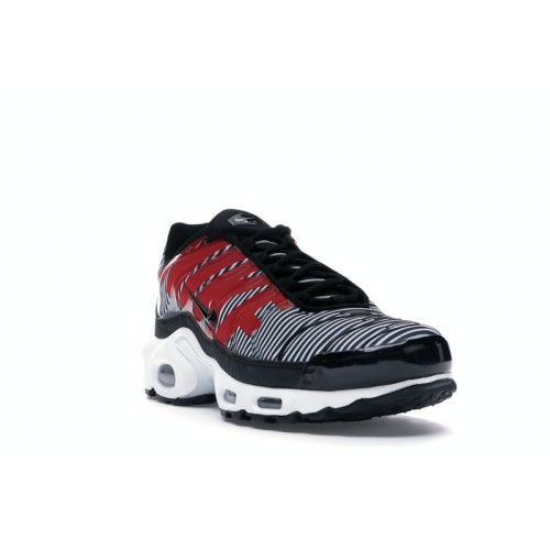 Кроссы Nike Air Max Plus Striped Black White - мужская сетка размеров