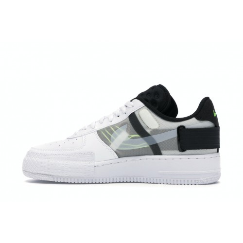 Кроссы Nike Air Force 1 Type White Black Volt - мужская сетка размеров