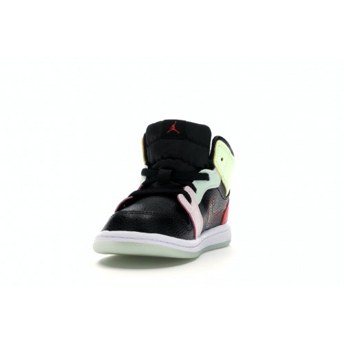 Кроссы Jordan 1 Mid Glow-In-The-Dark (TD) - детская сетка размеров