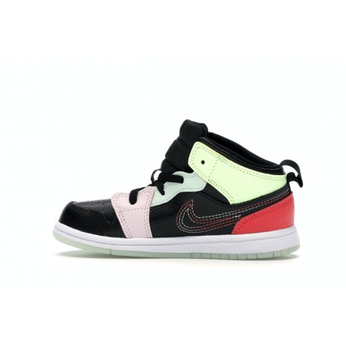 Кроссы Jordan 1 Mid Glow-In-The-Dark (TD) - детская сетка размеров