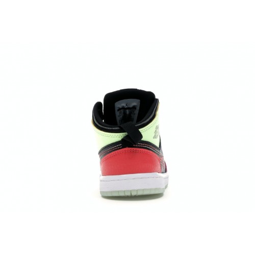 Кроссы Jordan 1 Mid Glow-In-The-Dark (TD) - детская сетка размеров
