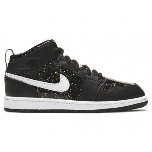 Кроссы Jordan 1 Mid SE Black Glitter (PS) - детская сетка размеров