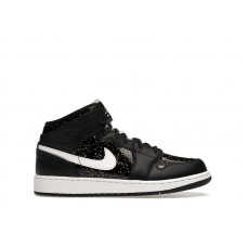 Подростковые Jordan 1 Mid Black Speckle (GS)