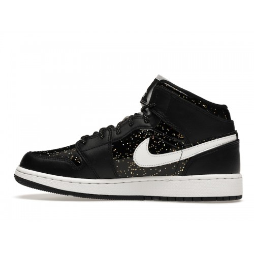 Air Jordan 1 Mid SE GS Black Glitter - подростковая сетка размеров