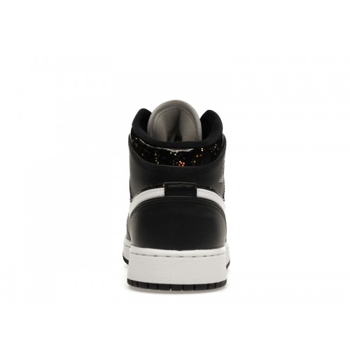 Air Jordan 1 Mid SE GS Black Glitter - подростковая сетка размеров