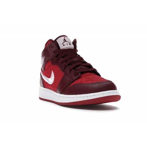 Кроссы Jordan 1 Mid SE Red Quilt (GS) - подростковая сетка размеров