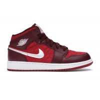 Подростковые кроссовки Jordan 1 Mid SE Red Quilt (GS)