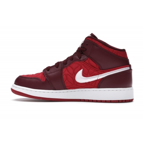 Кроссы Jordan 1 Mid SE Red Quilt (GS) - подростковая сетка размеров