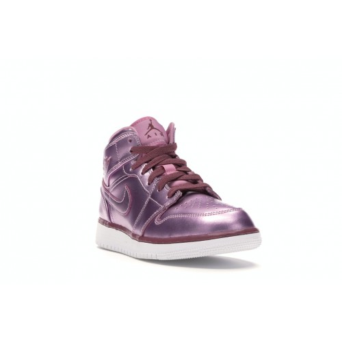 Кроссы Jordan 1 Mid Pink Rise (GS) - подростковая сетка размеров