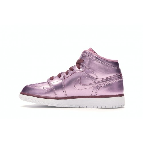 Кроссы Jordan 1 Mid Pink Rise (GS) - подростковая сетка размеров
