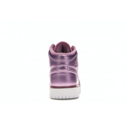 Кроссы Jordan 1 Mid Pink Rise (GS) - подростковая сетка размеров