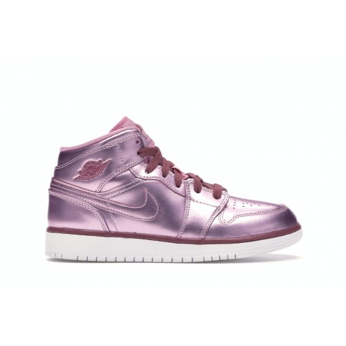 Кроссы Jordan 1 Mid Pink Rise (GS) - подростковая сетка размеров