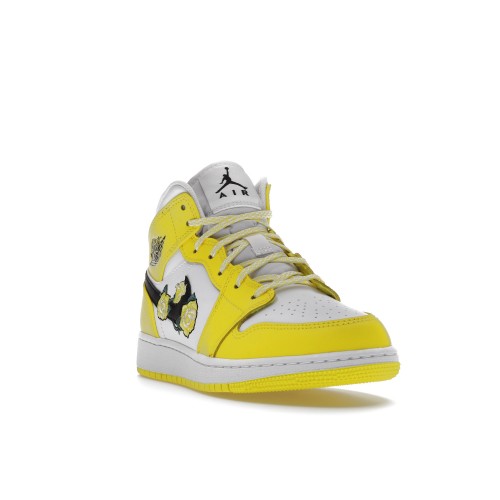 Кроссы Jordan 1 Mid Dynamic Yellow Floral (GS) - подростковая сетка размеров