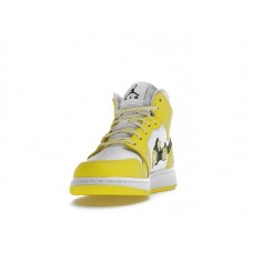 Подростковые Jordan 1 Mid Dynamic Yellow Floral (GS)