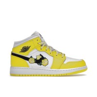 Подростковые кроссовки Jordan 1 Mid Dynamic Yellow Floral (GS)