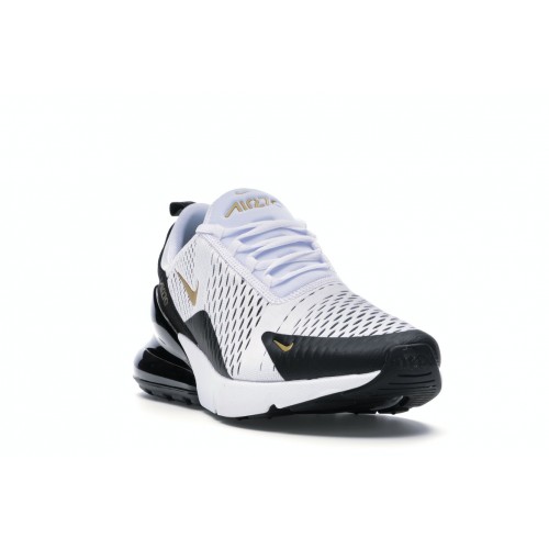 Кроссы Nike Air Max 270 White Metallic Gold Black - мужская сетка размеров