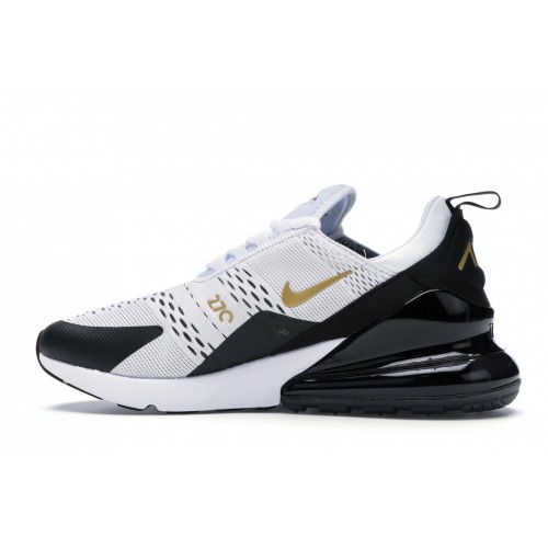 Кроссы Nike Air Max 270 White Metallic Gold Black - мужская сетка размеров