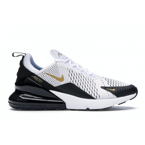 Кроссы Nike Air Max 270 White Metallic Gold Black - мужская сетка размеров